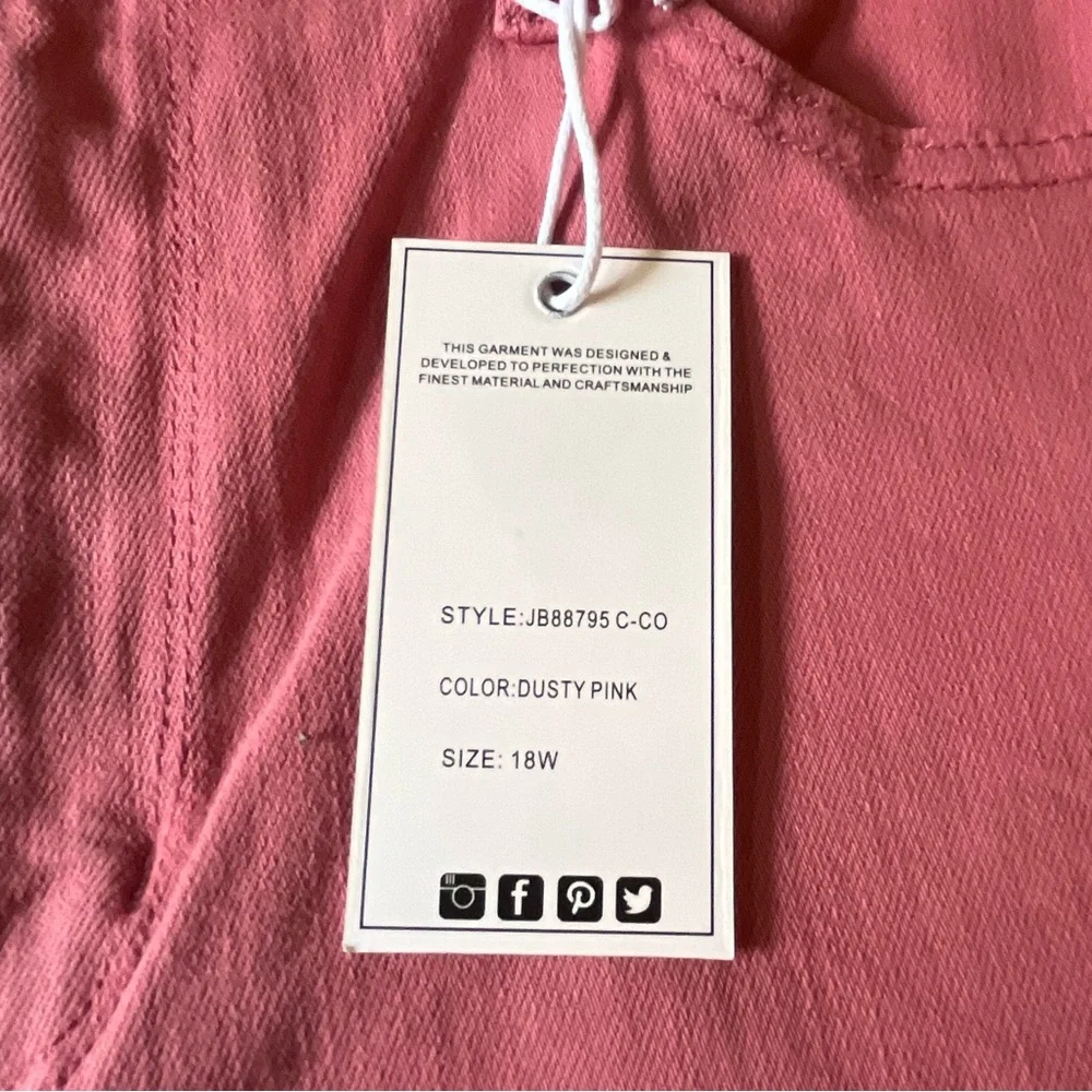 Judy Blue High Rise Dusty Pink Crochet Patch Wide Leg Jeans NWT CC - Picture 8 of 12